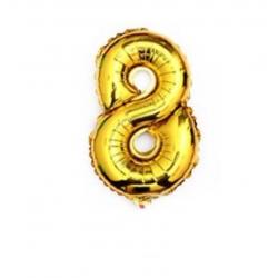 Folinis balionas Skaičius "8", auksinis